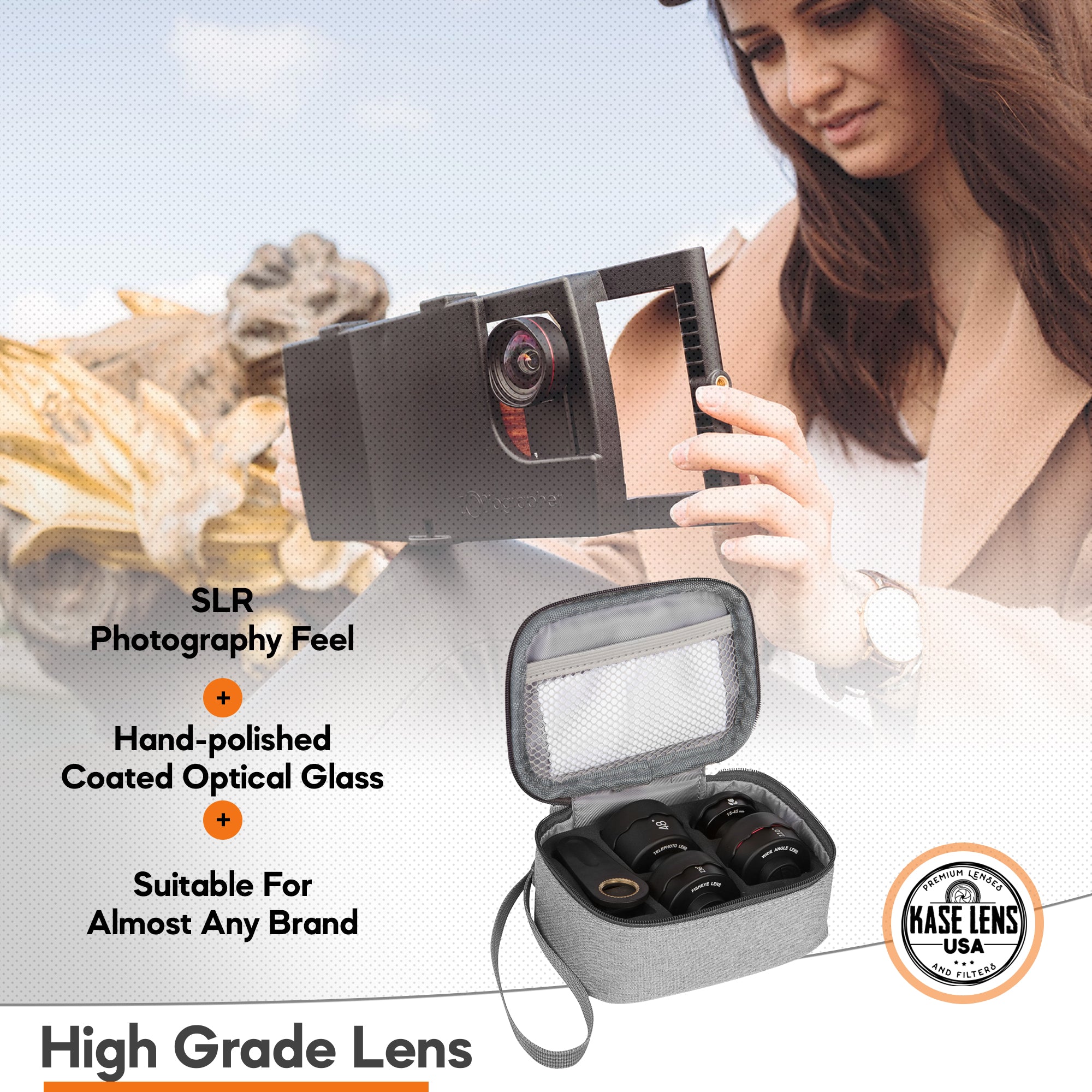 Kase Mobile Phone Lens II – 4 in 1 Kit | Wide Angle, Macro, Fisheye & 3X Telephoto