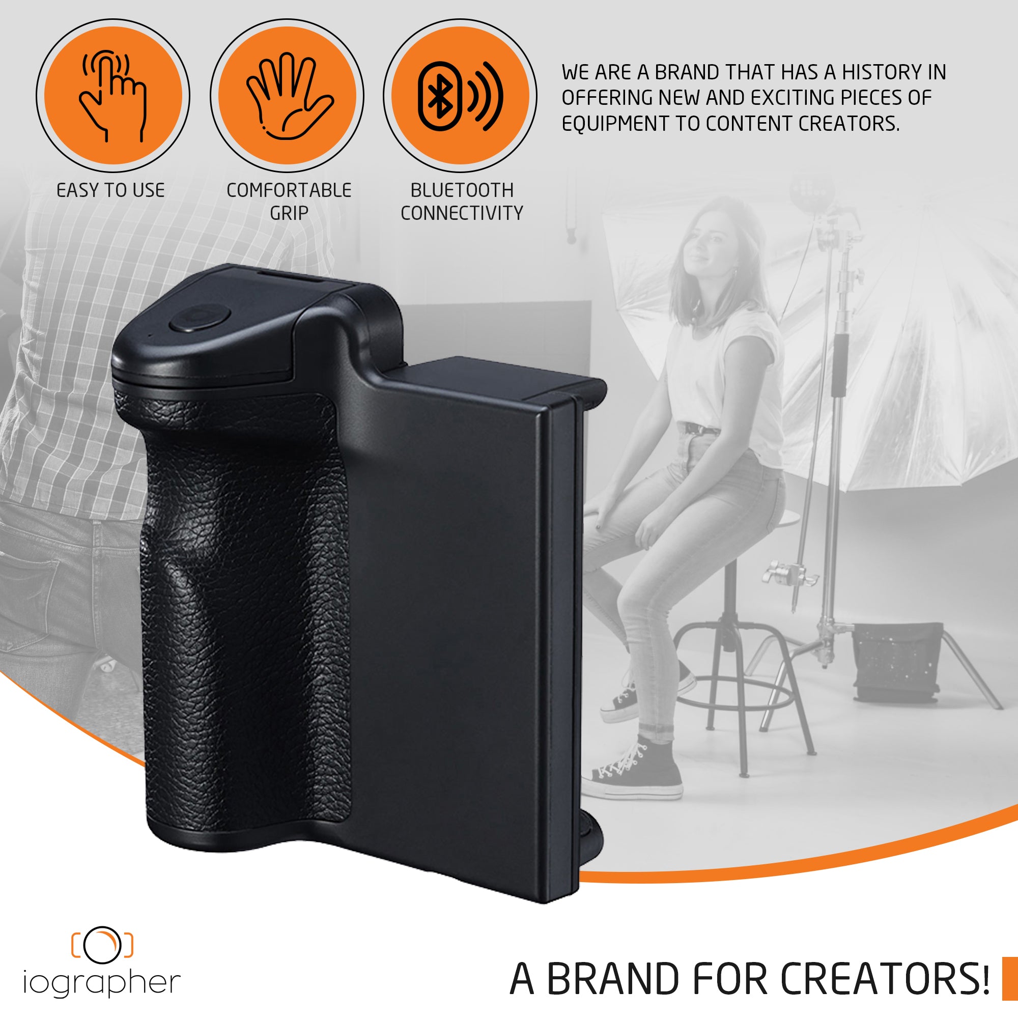 iOgrapher Grip for Smartphones | Removable Bluetooth Shutter Release & Tripod Mount